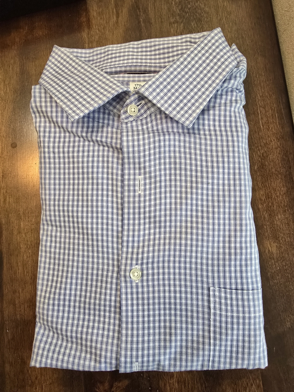 Van Heusen Blue and White Check Mens Dress Shirt